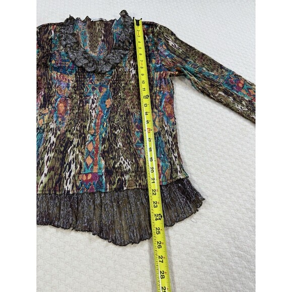 Alberto Makali Artsy Ruched Plisse Top Ruffle Asymmetric | Est. Size Large - Picture 13 of 14